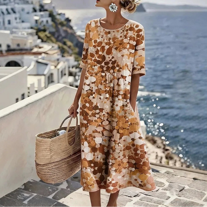 Vestido Florenne™ con Estampado Floral Abstracto y Corte Amplio