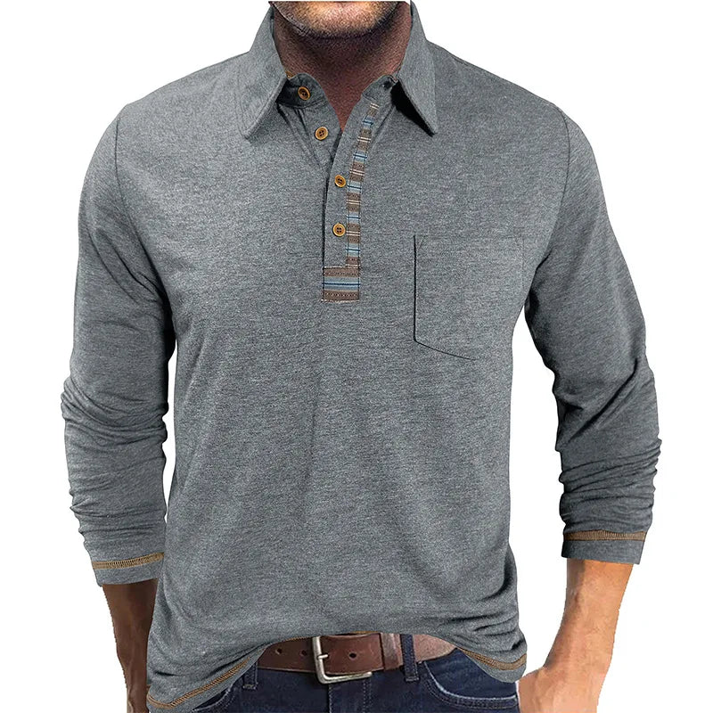 Camisa Bellford™ De Manga Larga Con Cuello Polo y Acabado Refinado