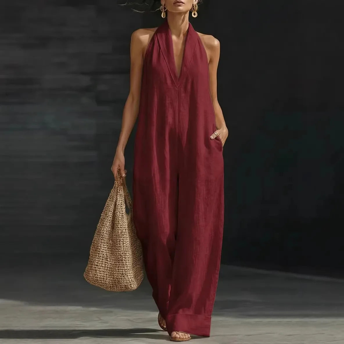 Mono Aveline™ con Escote Halter, Caída Fluida y Corte Amplio