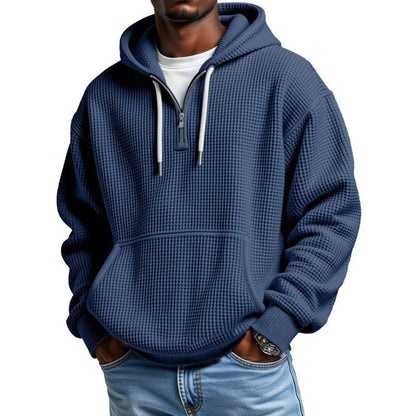 Sudadera Leon™ con Textura Waffle Sutil, Capucha y Medio Cierre