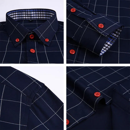 Camisa Alaric™ con Estampado de Cuadros, Cuello Abotonado y Botones Contrastantes