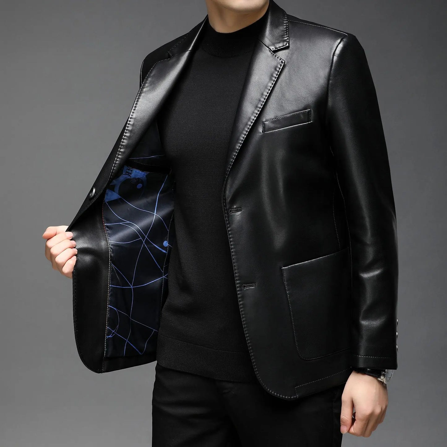 Chaqueta Mikkel™ Estilo Blazer en Cuero Premium con Diseño Minimalista