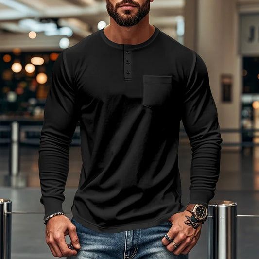 Camisa Northline™ De Manga Larga Con Cuello Henley y Corte Ajustado