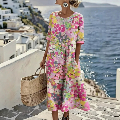Vestido Florenne™ con Estampado Floral Abstracto y Corte Amplio