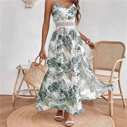 Vestido Largo Garden™ Con Cintura De Encaje Y Abertura Elegante