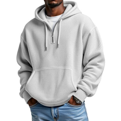 Sudadera Leon™ con Textura Waffle Sutil, Capucha y Medio Cierre