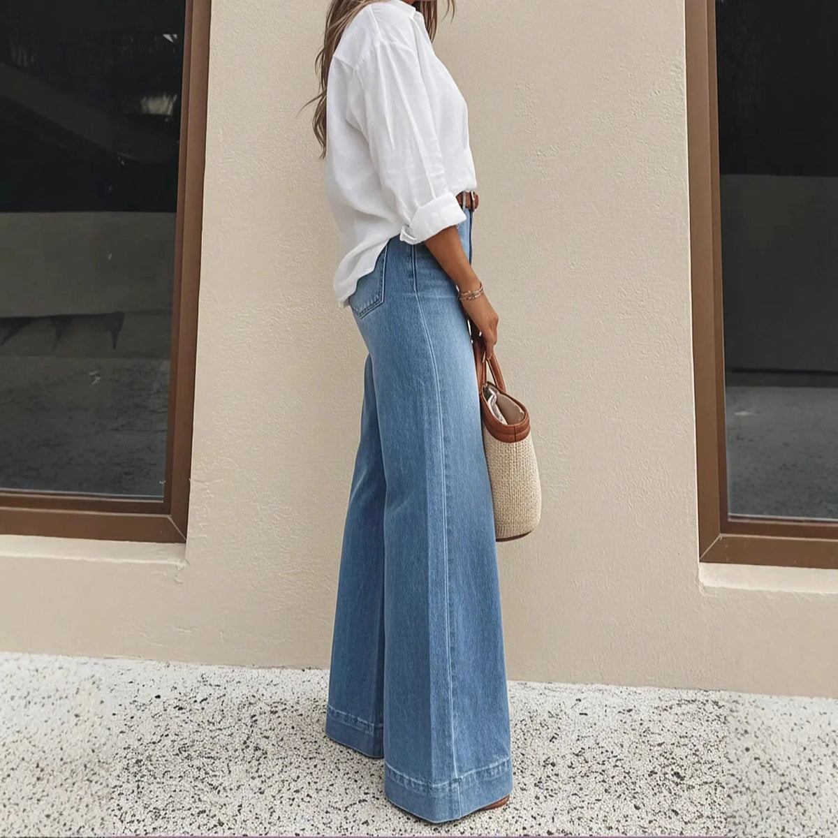Jeans Valenza™ de Cintura Alta y Corte Pantalón de Pierna Ancha