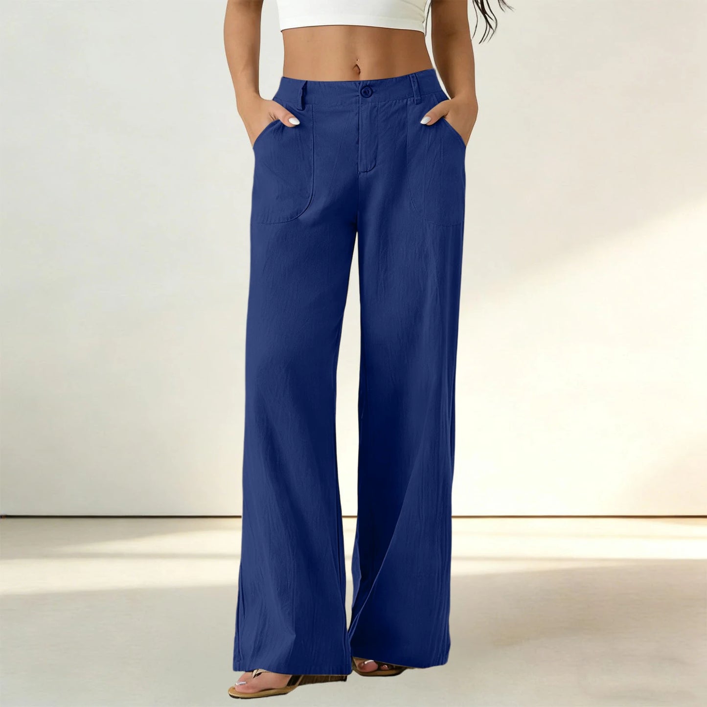 Pantalón Sorena™ de Talle Alto con Bolsillos Amplios y Corte Recto / Comodidad que mantiene un estilo impecable