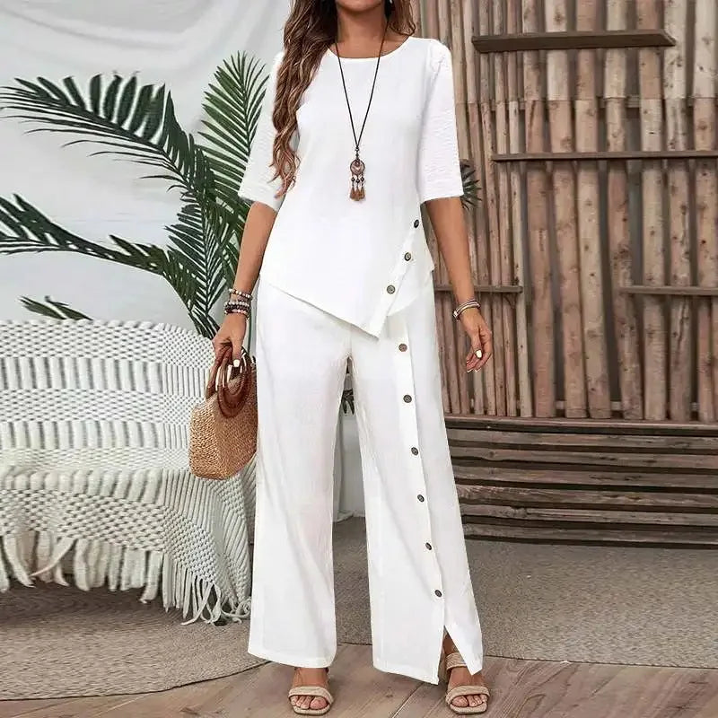 Conjunto Celinor™ Con Blusa Fluida y Pantalón Palazzo
