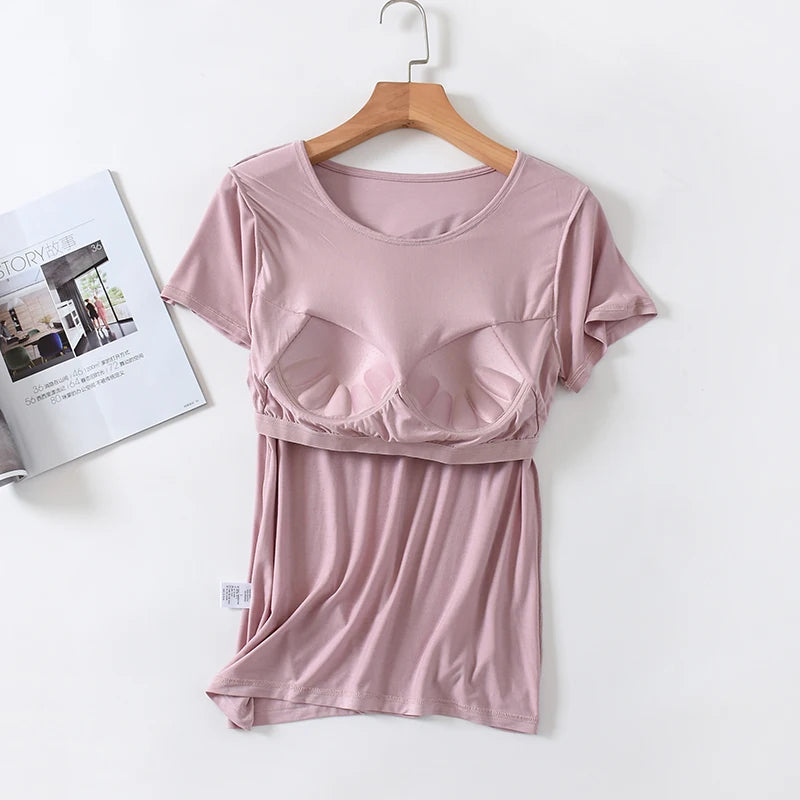 Velina™ Top with Built-In Cups, Short Sleeves and Fitted Silhouette