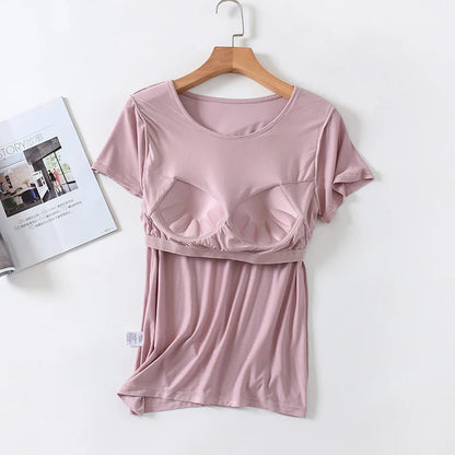 Velina™ Top with Built-In Cups, Short Sleeves and Fitted Silhouette