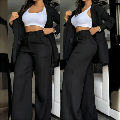 Conjunto Amalfi™ con Blazer de Sastrería, Pantalón Palazzo y Cintura Alta