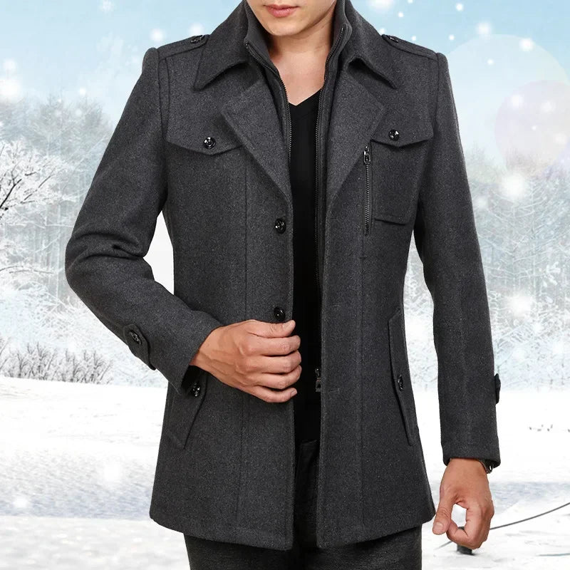 Abrigo Arthur™ de Lana Premium con Cuello Alto Interior y Cremallera