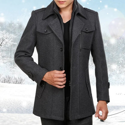 Abrigo Arthur™ de Lana Premium con Cuello Alto Interior y Cremallera