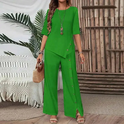 Conjunto Celinor™ Con Blusa Fluida y Pantalón Palazzo