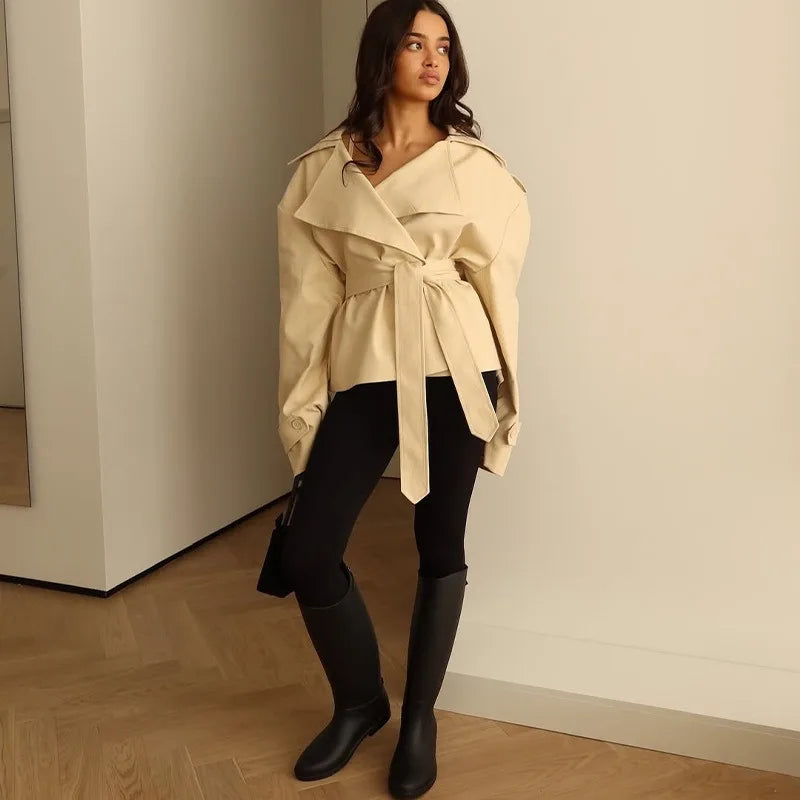 Abrigo Bellecourt™ Estilo Trench Corto Con Corte Entallado