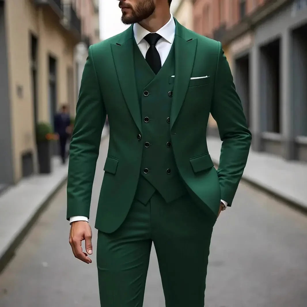 Traje Montevic™ con Chaleco Cruzado, Corte Slim y Blazer Estructurado