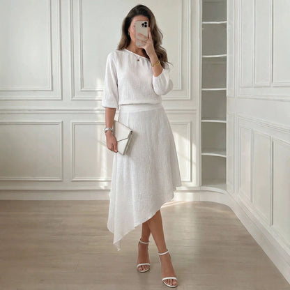 Conjunto Carmela™ con Blusa de Un Hombro, Tejido Texturizado y Falda de Caída Fluida