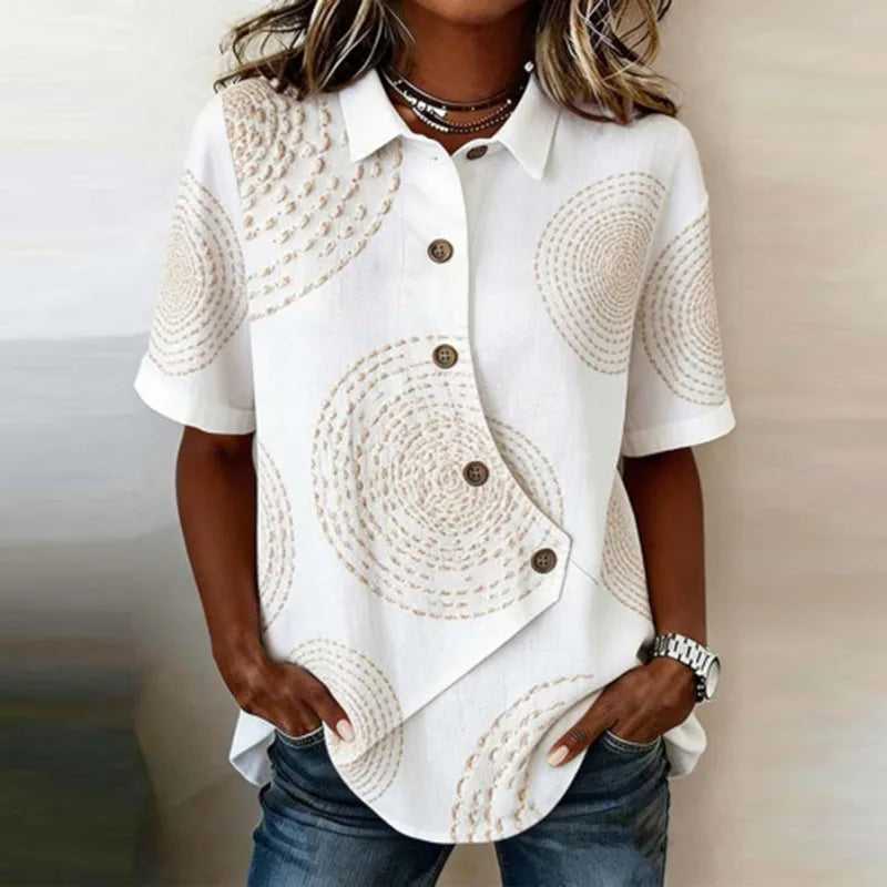 Blusa Celisse™ Con Corte Asimétrico Y Botones Frontales