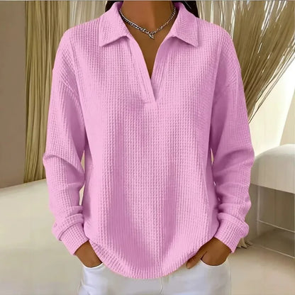 Blusa Luma™ con Tejido Texturizado, Cuello Clásico y Corte Amplio