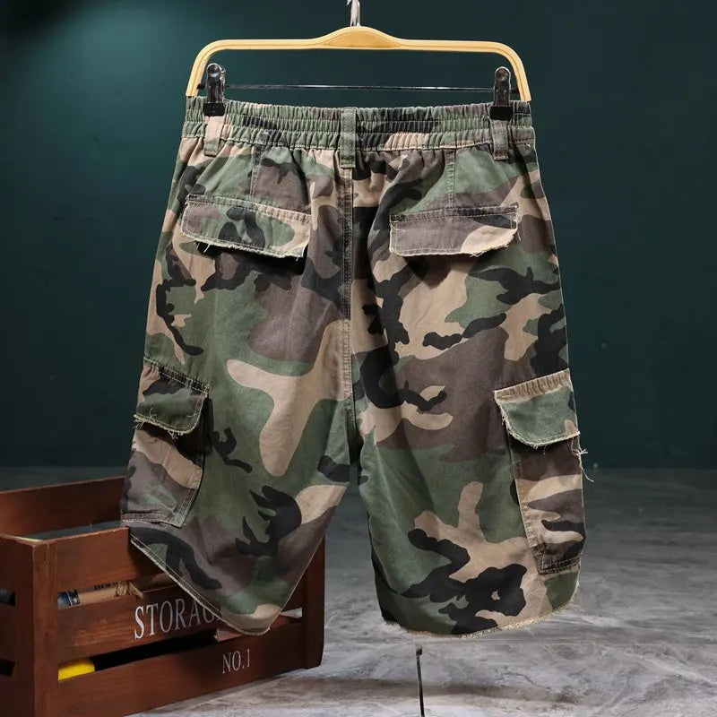 Bermudas Cael™ de Tejido Resistente con Estampado Camuflado y Detalles Desgastados