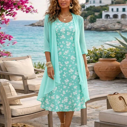 Conjunto Lavinia™ Con Vestido Floral Y Cárdigan Ligero