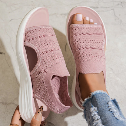 Sandalias Nuvia™ De Plataforma Con Tejido Calado Y Abertura Lateral
