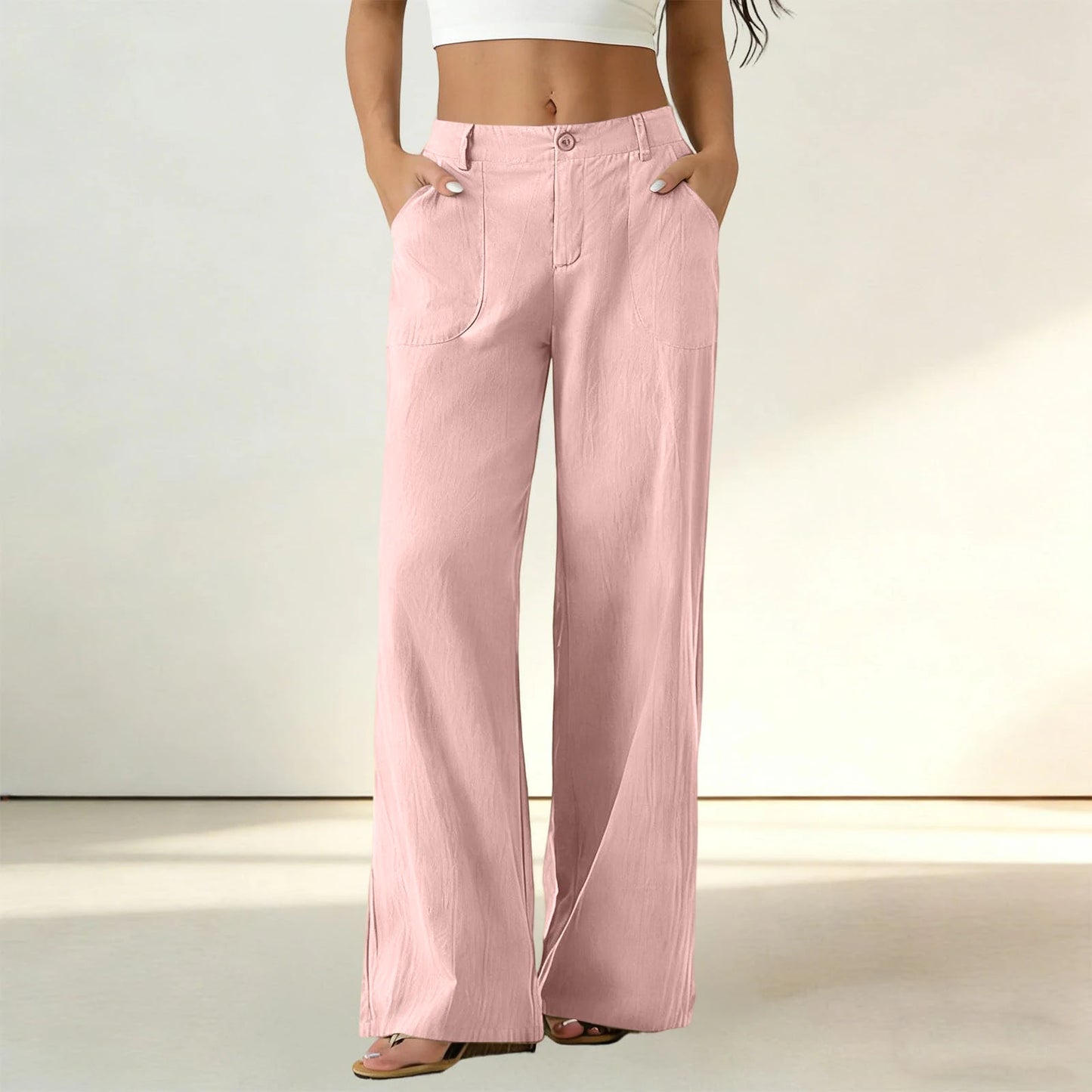 Pantalón Sorena™ de Talle Alto con Bolsillos Amplios y Corte Recto / Comodidad que mantiene un estilo impecable