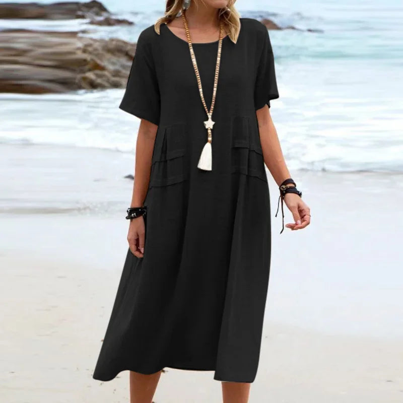 Vestido Alessia™ con Detalles en Capas a los Costados