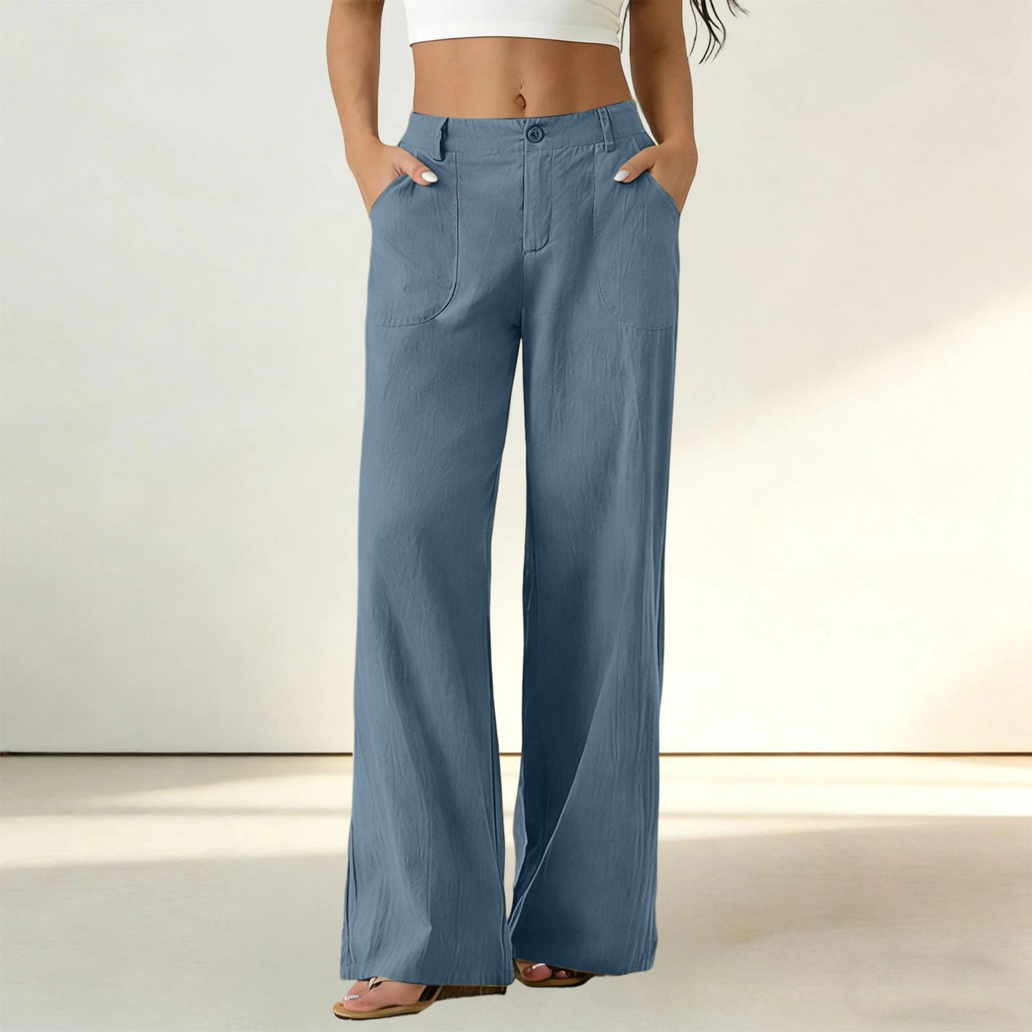 Pantalón Sorena™ de Talle Alto con Bolsillos Amplios y Corte Recto / Comodidad que mantiene un estilo impecable