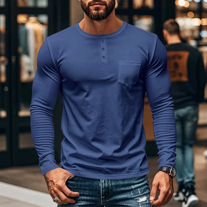 Camisa Northline™ De Manga Larga Con Cuello Henley y Corte Ajustado