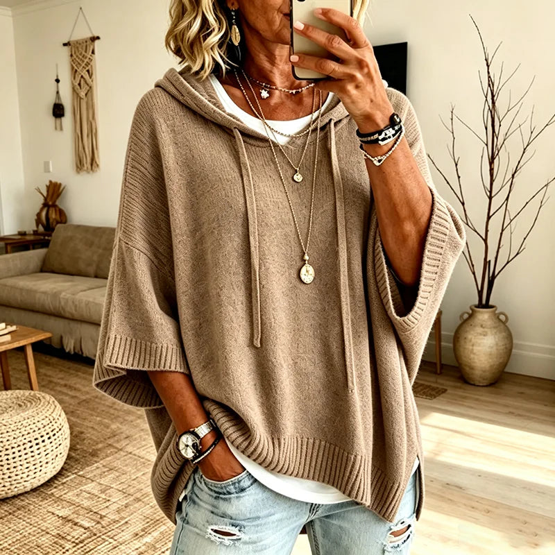 Suéter Paloma™ de Punto con Capucha, Corte Amplio y Mangas Anchas