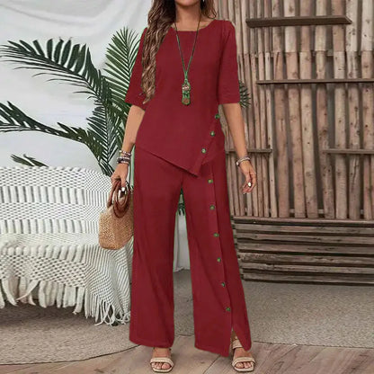 Conjunto Celinor™ Con Blusa Fluida y Pantalón Palazzo