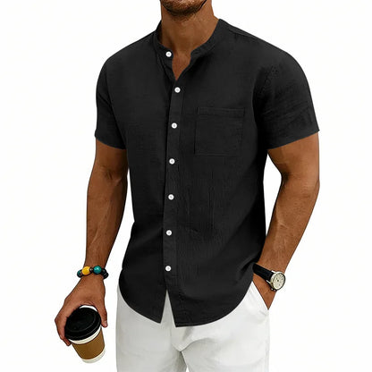 Camisa Montese™ En Lino De Algodón Con Cuello Mao