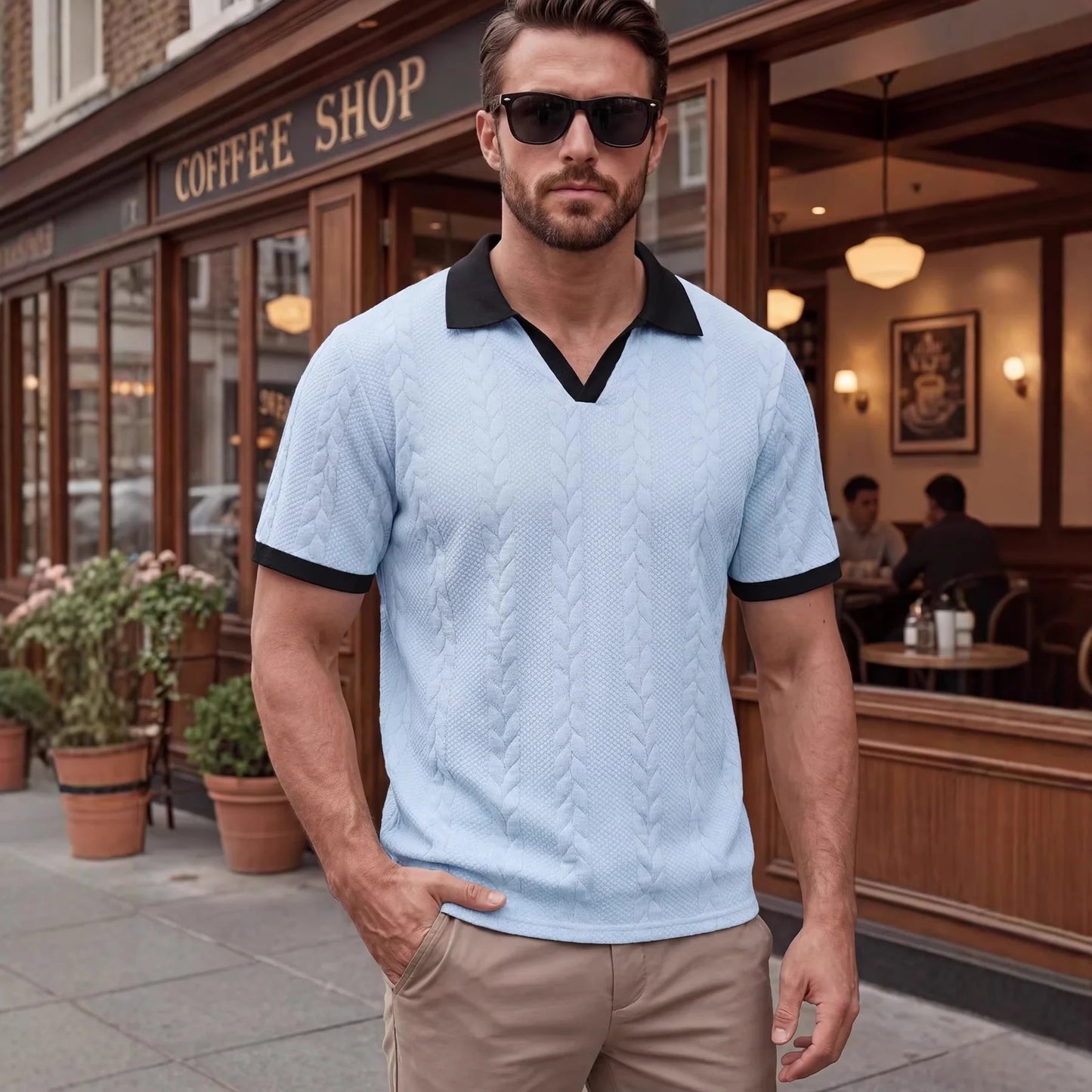 Polo Windsor™ De Punto Texturizado Con Cuello Contrastante