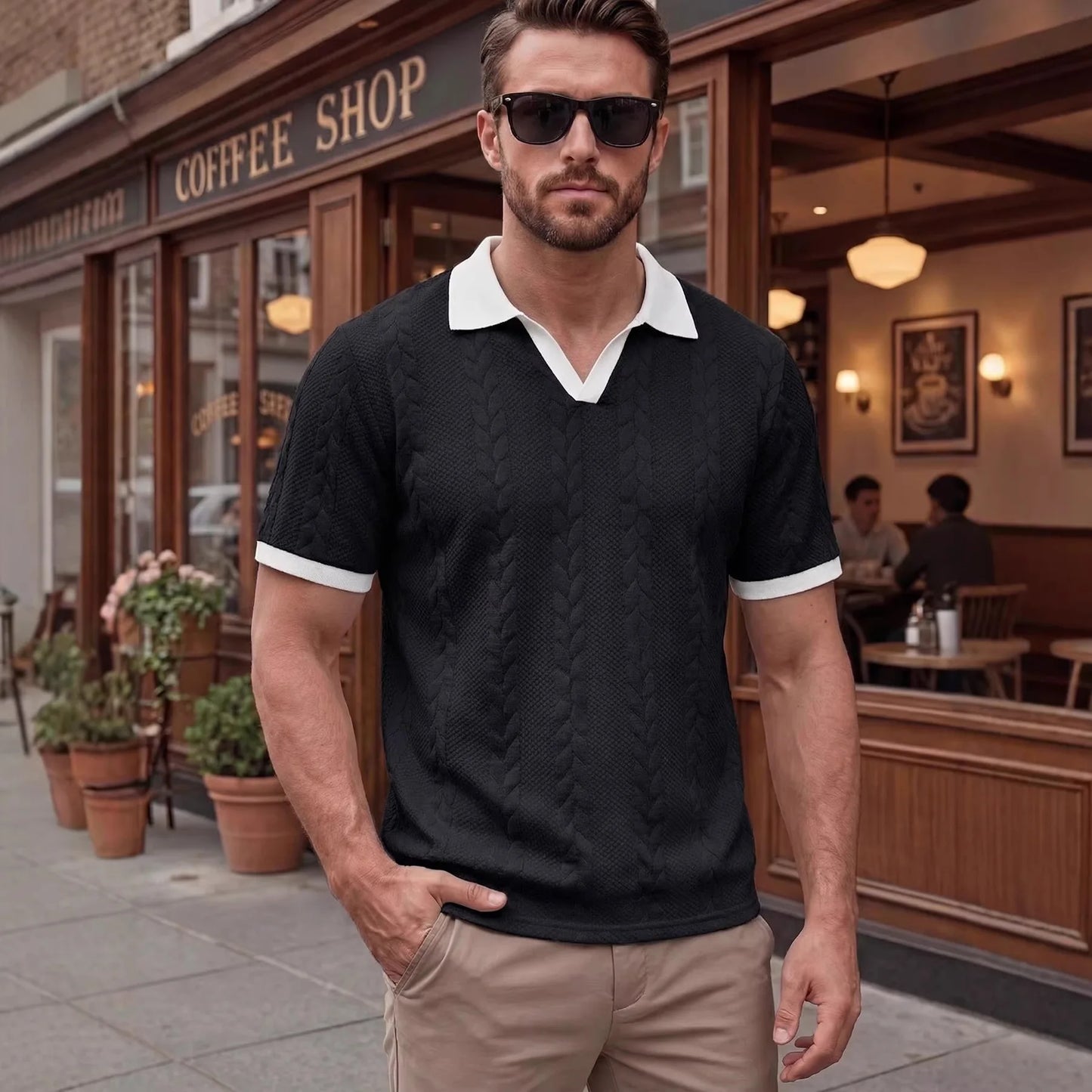 Polo Windsor™ De Punto Texturizado Con Cuello Contrastante