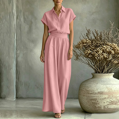 Conjunto Aurea™ con Camisa de Cuello Clásico y Pantalón de Talle Alto