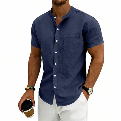 Camisa Montese™ En Lino De Algodón Con Cuello Mao
