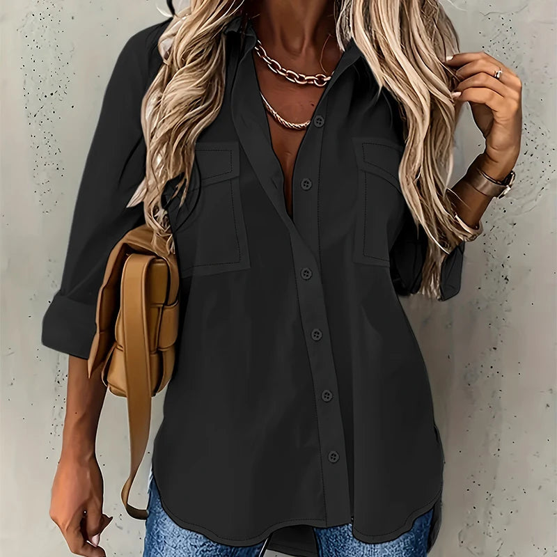 Camisa Lisanne™ De Corte Suelto Con Bolsillos Frontales En El Pecho