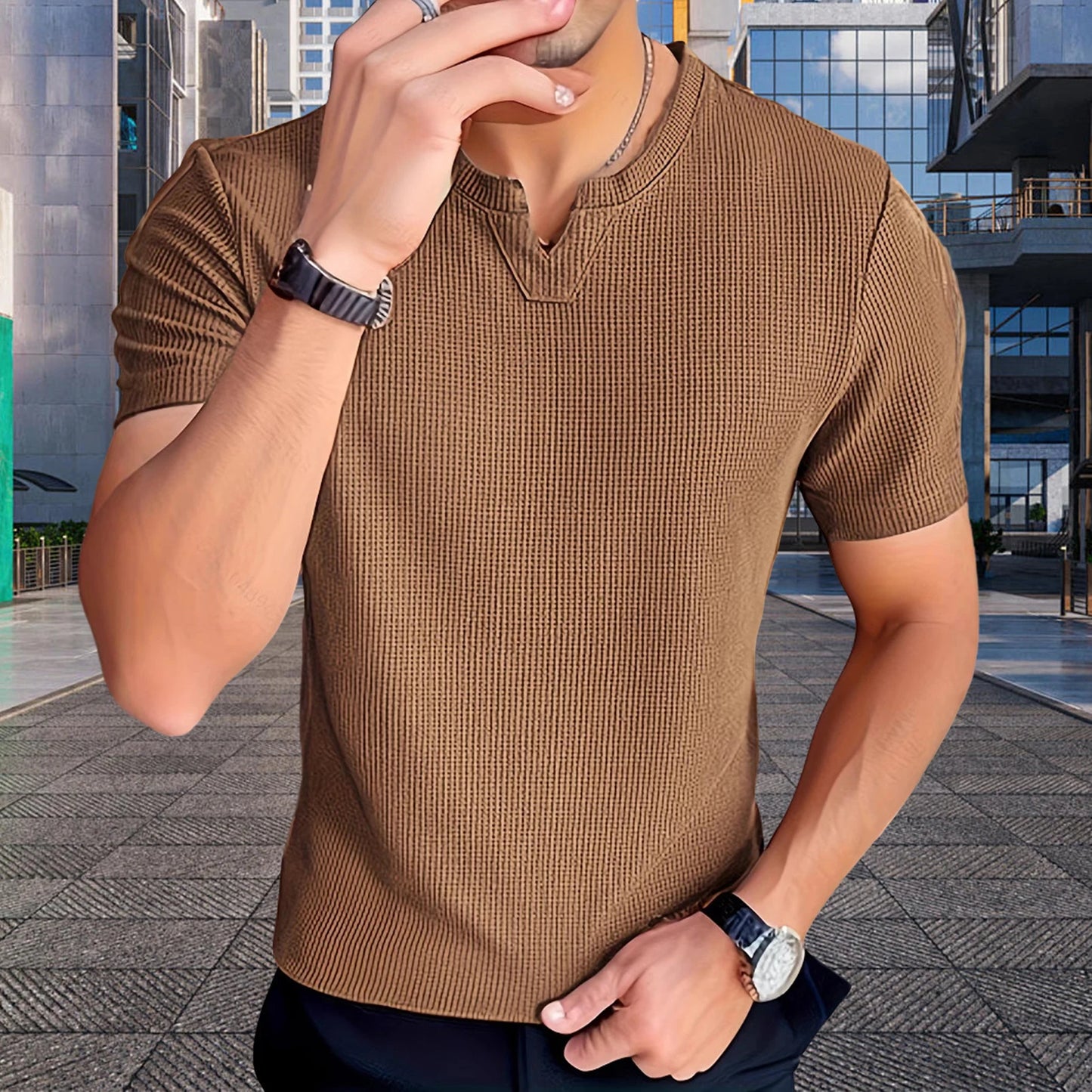 Camiseta Mateo™ de Punto de Algodón Texturizado con Estilo Old Money