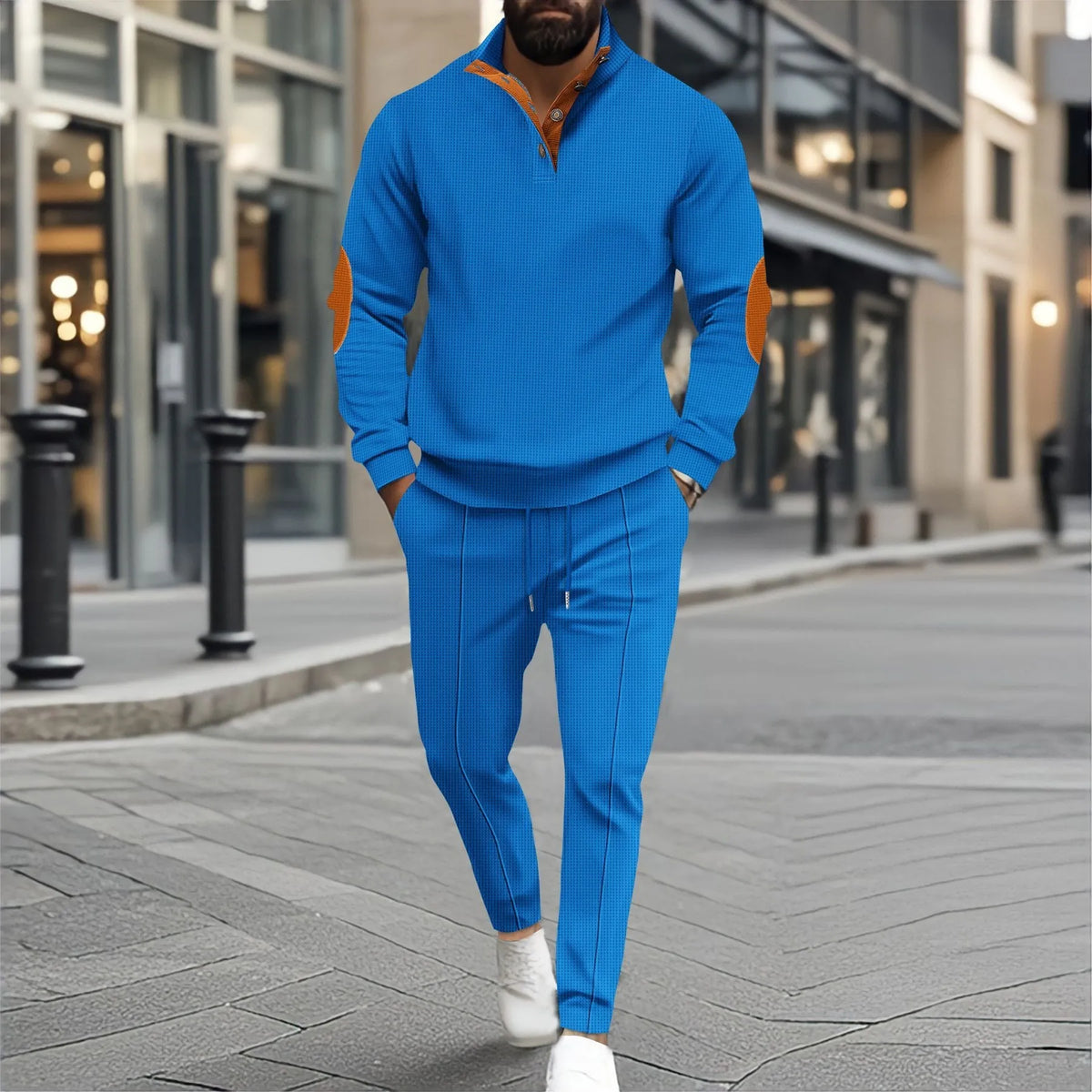 Conjunto Adriano™ con Suéter de Cuello Alto, Coderas y Pantalón Entallado