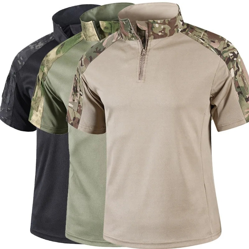 Playera Táctica Kaiven™ con Paneles Camuflados y Cuello con Cierre