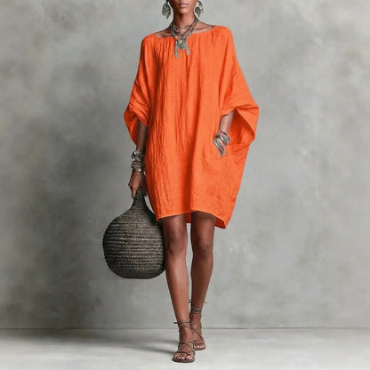 Vestido Cecilia™ con Corte Amplio, Mangas Amplias y Escote Redondo