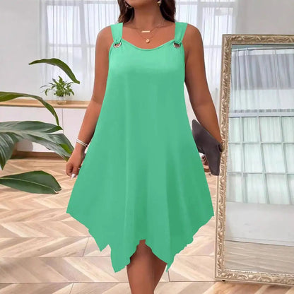 Vestido Soraya™ con Bajo Asimétrico y Tirantes con Aros Metálicos