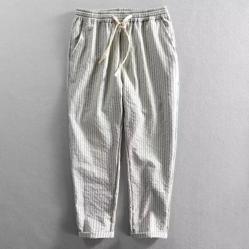 Pantalón Lorenzo™ de Lino y Algodón con Rayas Elegantes