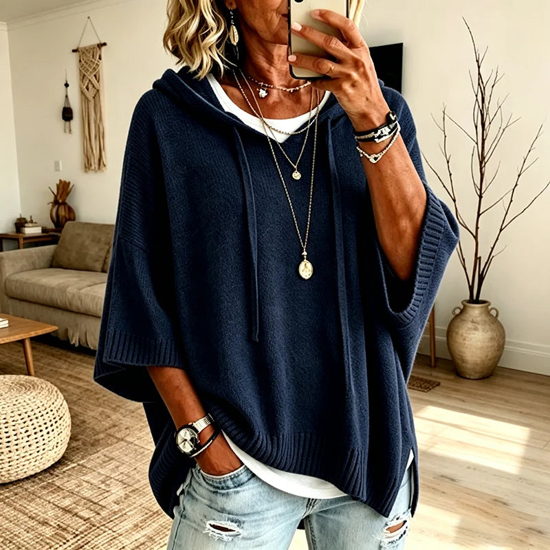 Suéter Paloma™ de Punto con Capucha, Corte Amplio y Mangas Anchas
