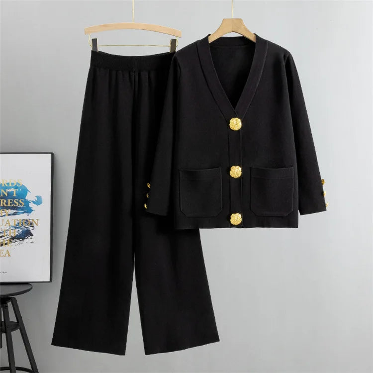Conjunto Altesse™ Con Botones Dorados y Pantalón Palazzo