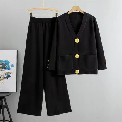Conjunto Altesse™ Con Botones Dorados y Pantalón Palazzo