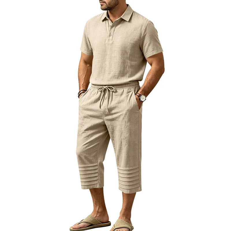 Conjunto Alonso™ con Polo de Cuello Clásico, Bermuda con Cintura Ajustable y Cordón