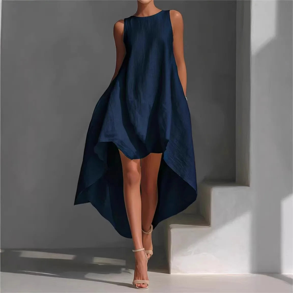 Vestido Solennie™ Con Bajo Alargado y Diseño Minimalista